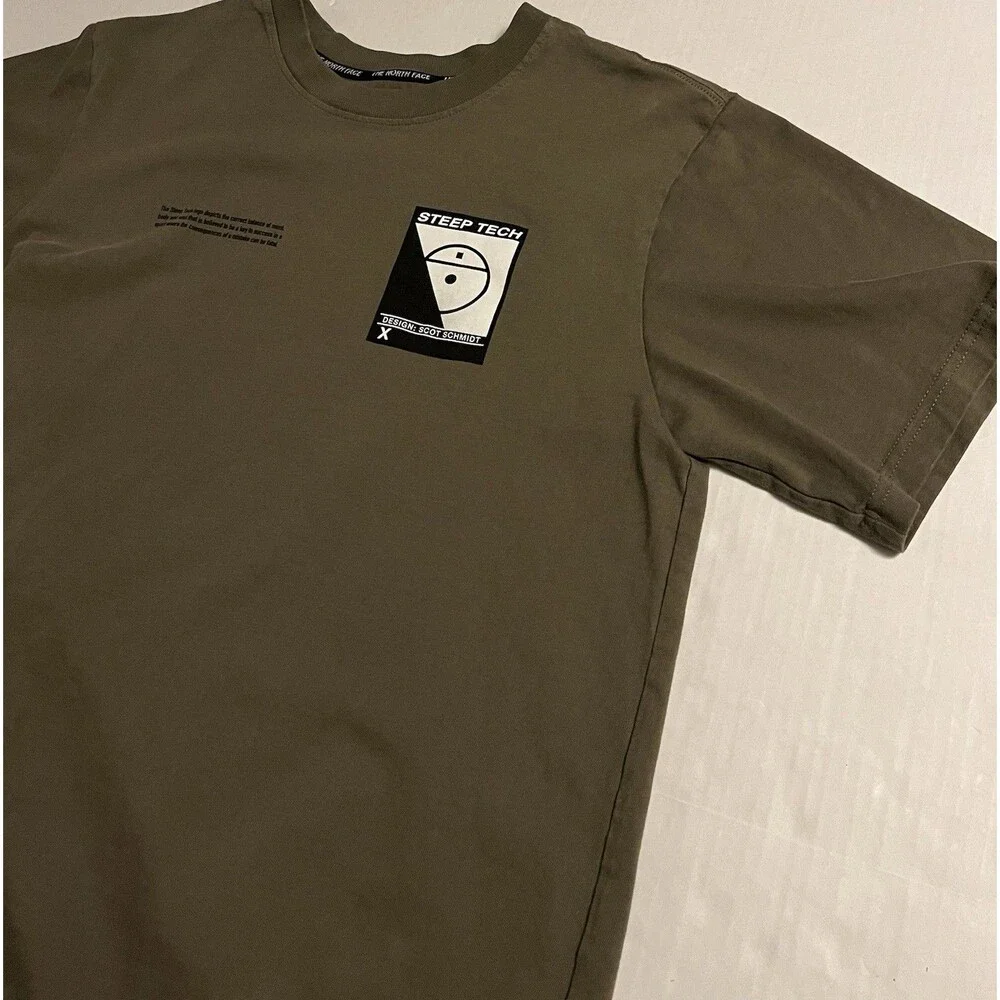 North Face Steep Tech Scot Schmidt Graphic T-Shirt MEDIUM Olive Green Outdoors
